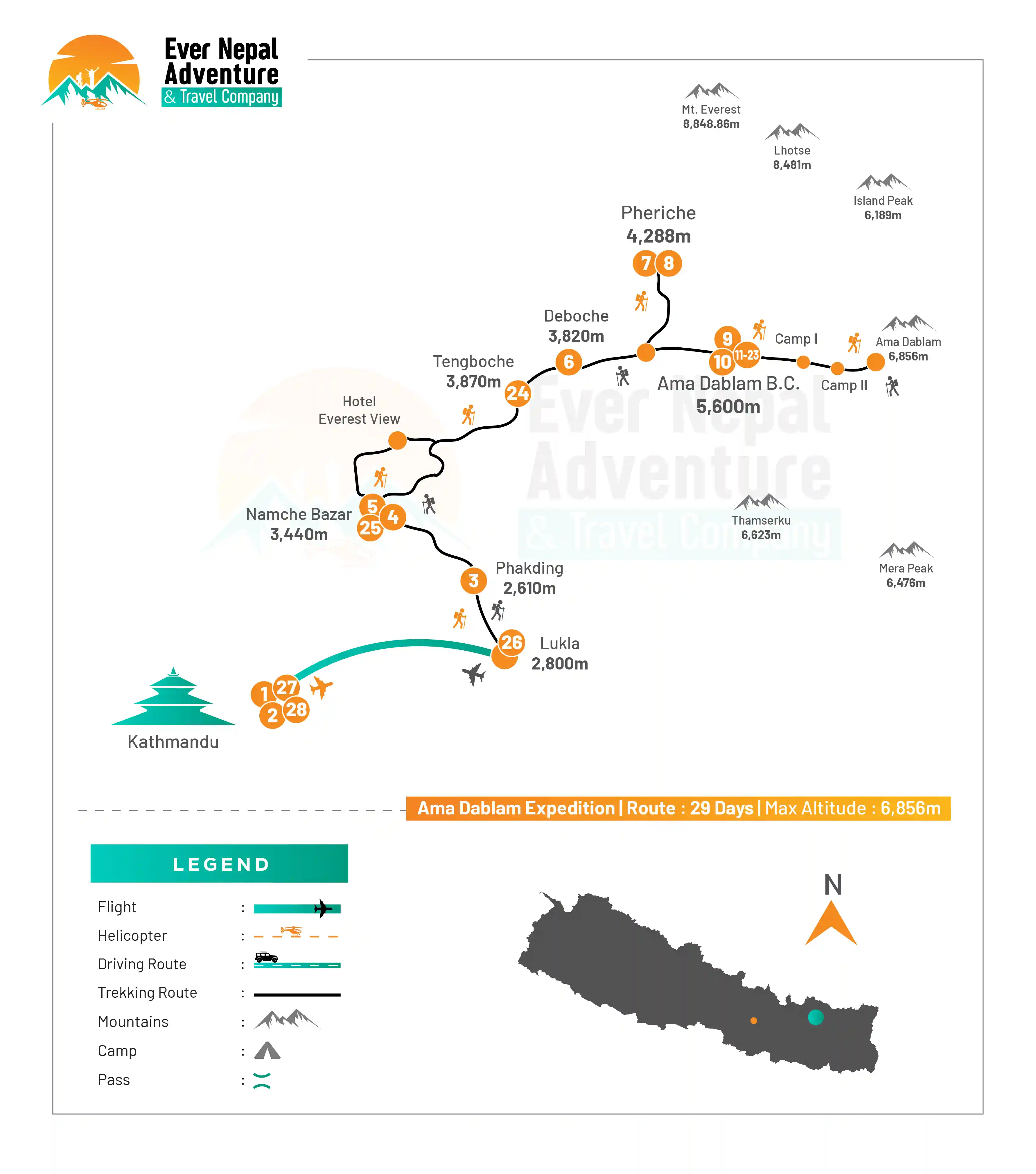 Ama Dablam Expedition  route map