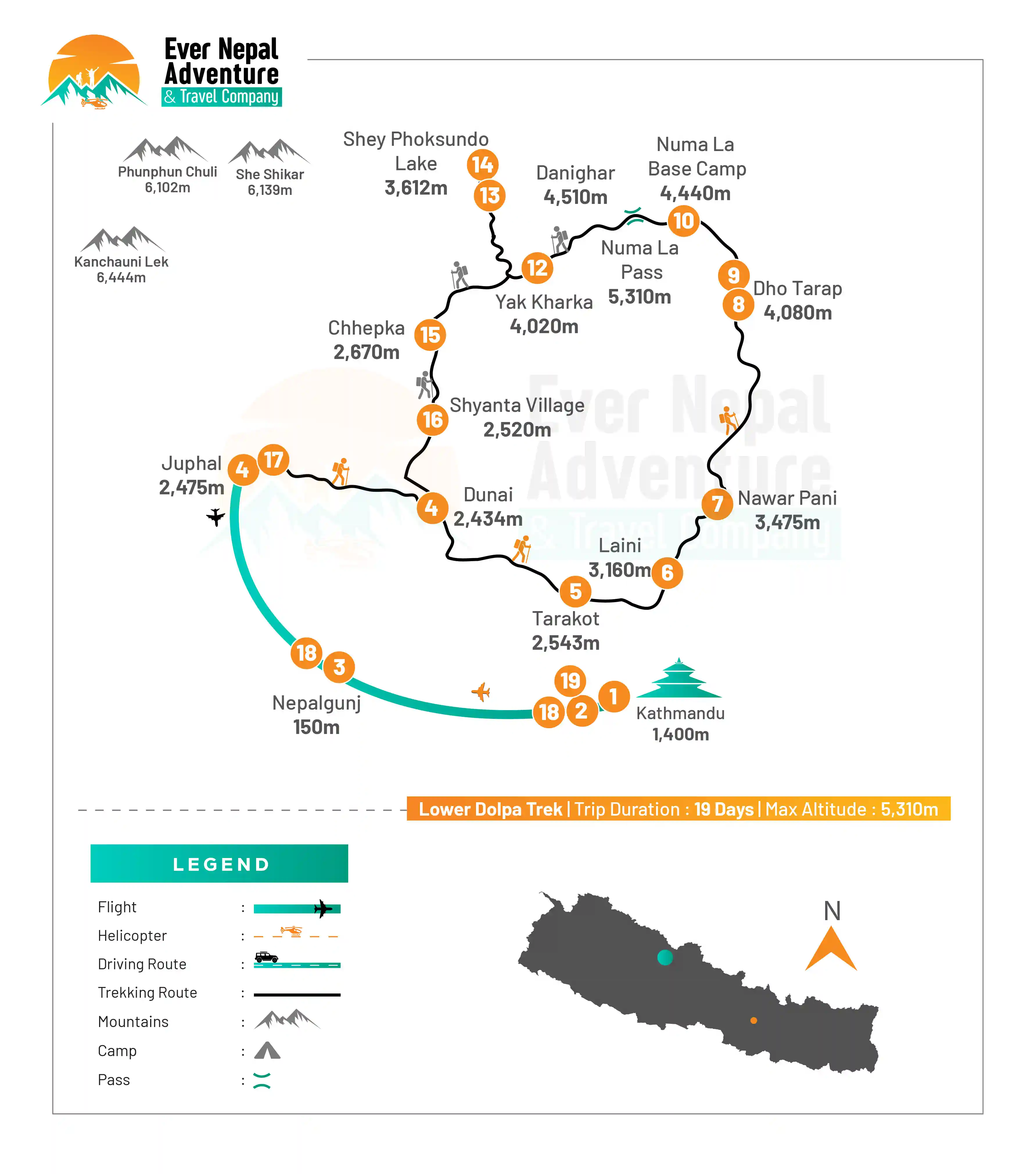 Lower Dolpa trek Route Map