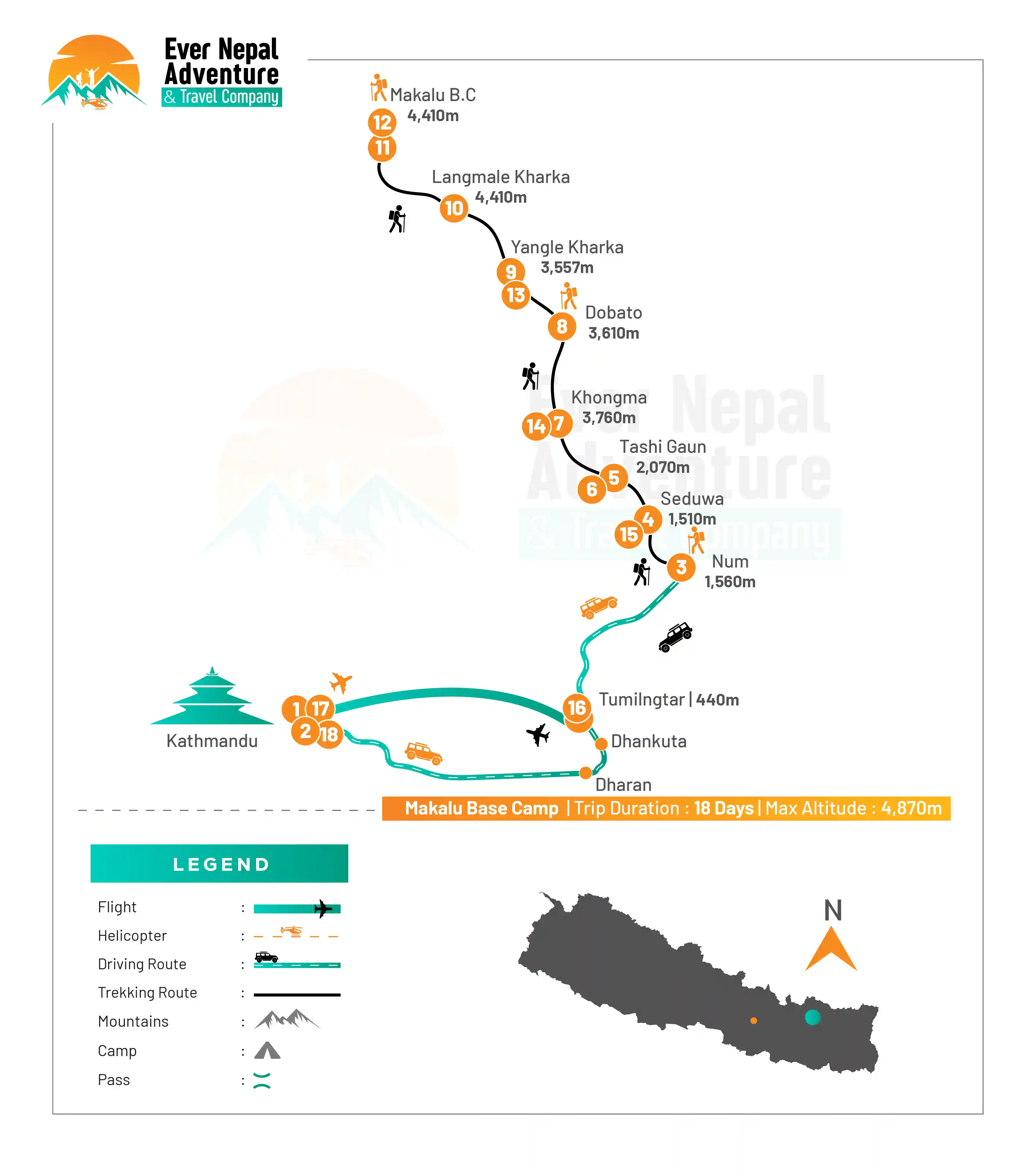 makalu base camp trek route map