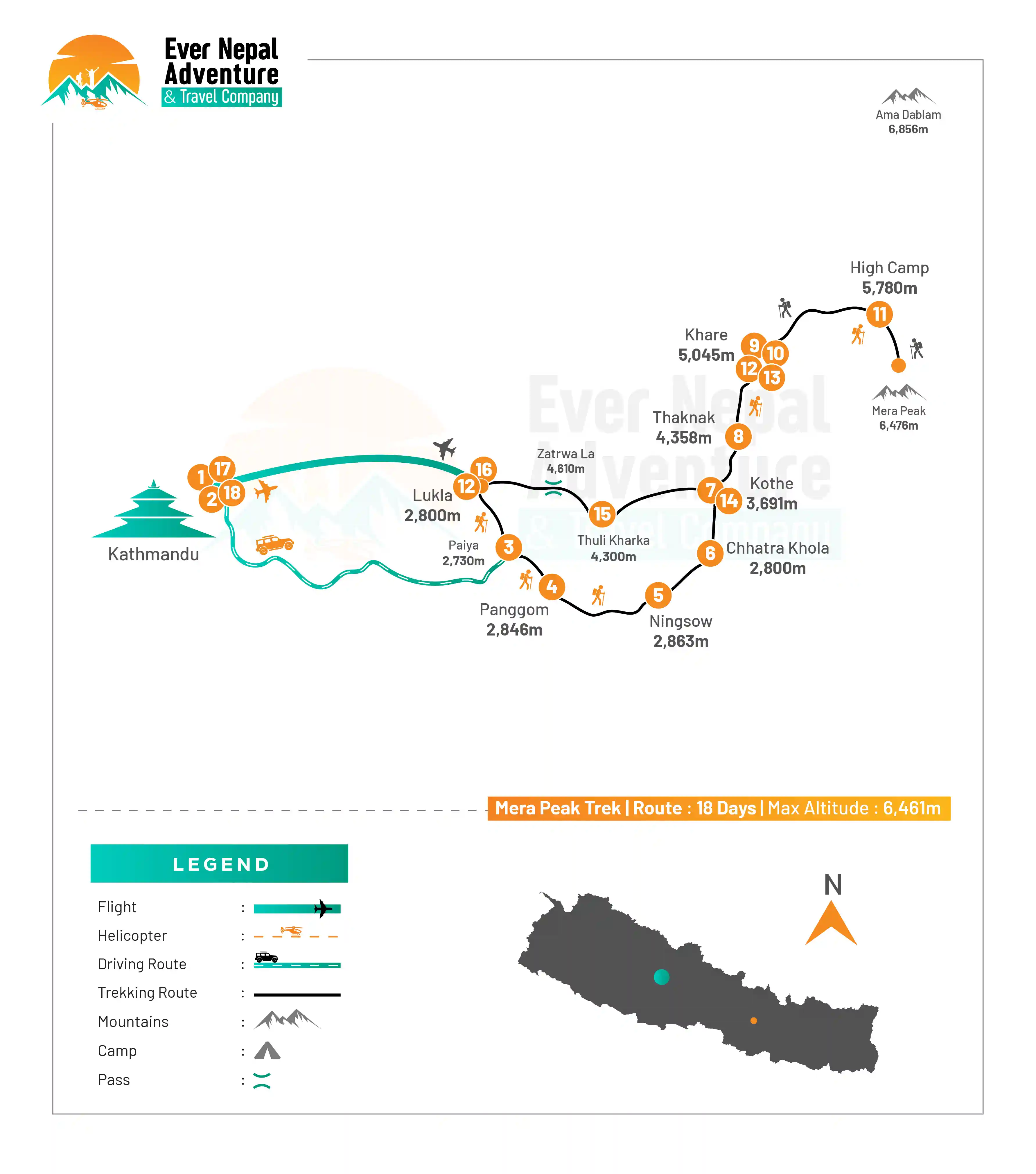 Mera Peak Expedition route map